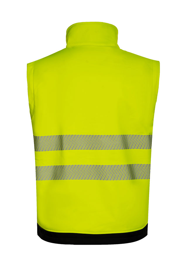 Korntex® - EOS - Hi-Vis Softshell Jacke mit schwarzer Brustpartie - Signal-Gelb/Schwarz - 3XL