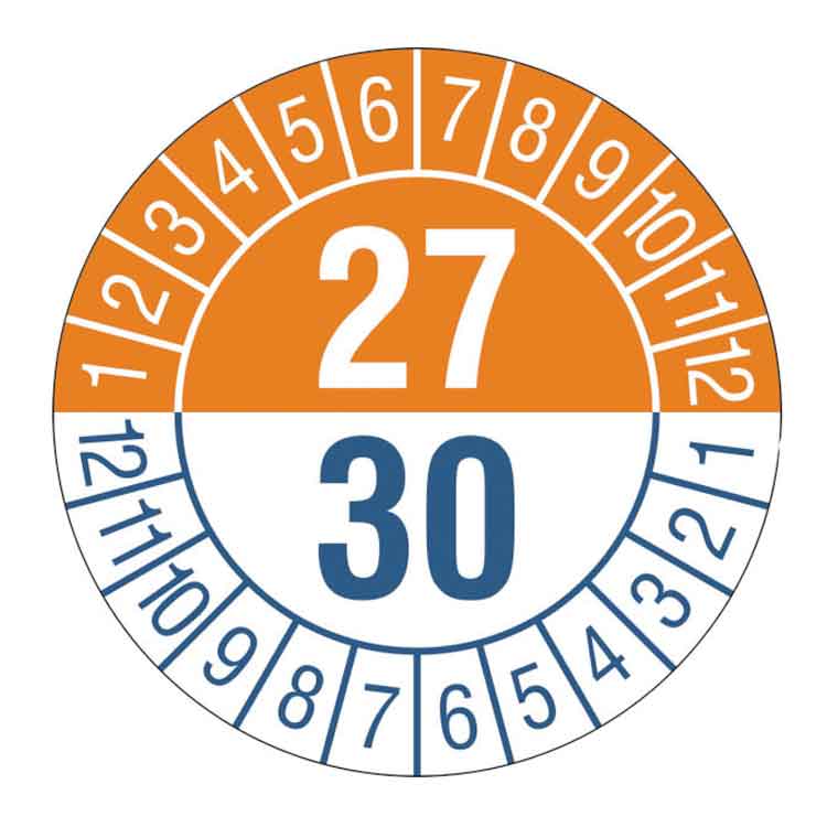 Prüfplakette - Jahresplakette mit Prüfzeitraum 1 bis 5 Jahre - Dokumentenfolie