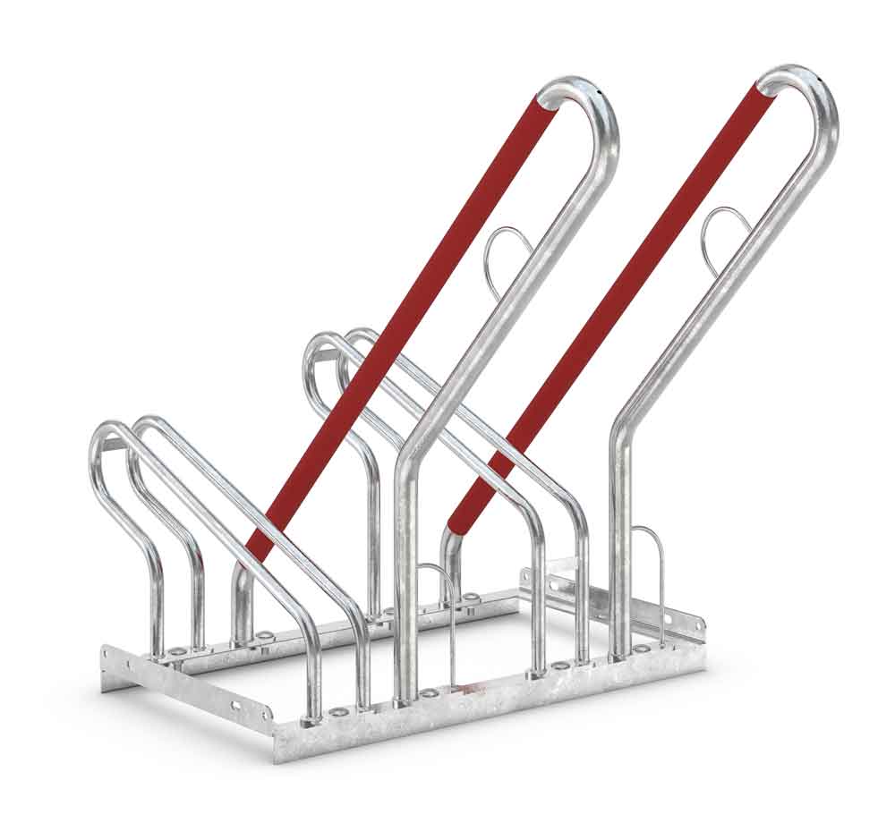Fahrrad-Anlehnparker 2500 - selbststehende Stahlkonstruktion - Radabstand 350 mm - 2-6 Einstellplätze einseitig Fahrrad-Anlehnparker 2500 - selbststehende Stahlkonstruktion - Radabstand 350 mm - 2-6 Einstellplätze einseitig
