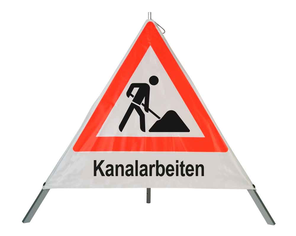 39-25-126-0-00-04-056-kanalarbeiten-338932 Safety Faltsignal - Grundfarbe weiß, verschiedene Symbole/Texte möglich,