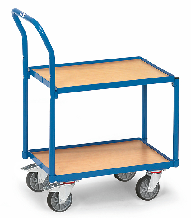 135400-b68bb3 Eurokasten-Roller mit Schiebebügel - 2 Plattformen mit je 605 x 408 mm - mit Rand - Tragkraft 250 kg