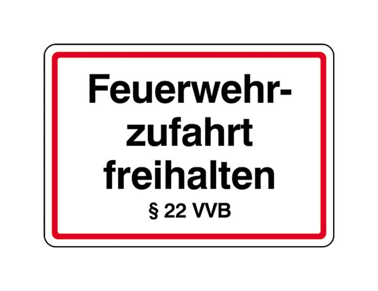 Hinweisschild - Feuerwehrzufahrt freihalten - § 22 VVB - Freistaat Bayern