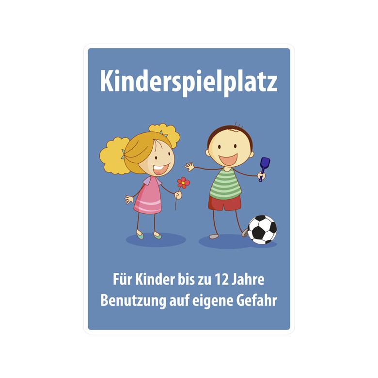 Spielplatzschild mit Anti-Graffiti-Oberfläche - Symbol und Text: Kinderspielplatz - Für Kinder bis ...