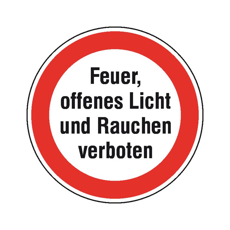 Hinweisschild - Betriebskennzeichnung - Feuer, offenes Licht und Rauchen verboten