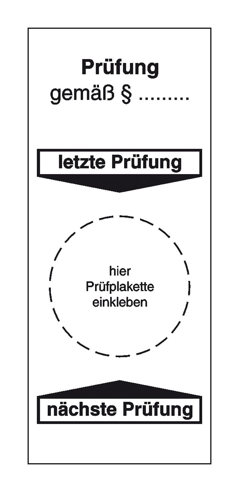 Grundplakette auf Bogen - Prüfung gemäß § ...