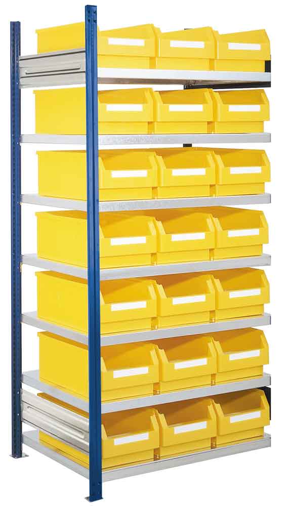 12-63-00-01-10-01-090-rasterplan-steckregal-modell-15-anbauregal-enzianblau-0cd940 RasterPlan® - Steckregal Modell 15 - komplett mit Lagersichtkästen - Grund- und Anbaufeld