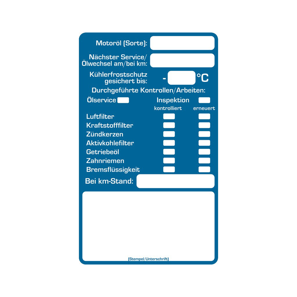 Kundendienst-Aufkleber - Service-Checkliste - aus PVC Folie - 60 x 100 mm