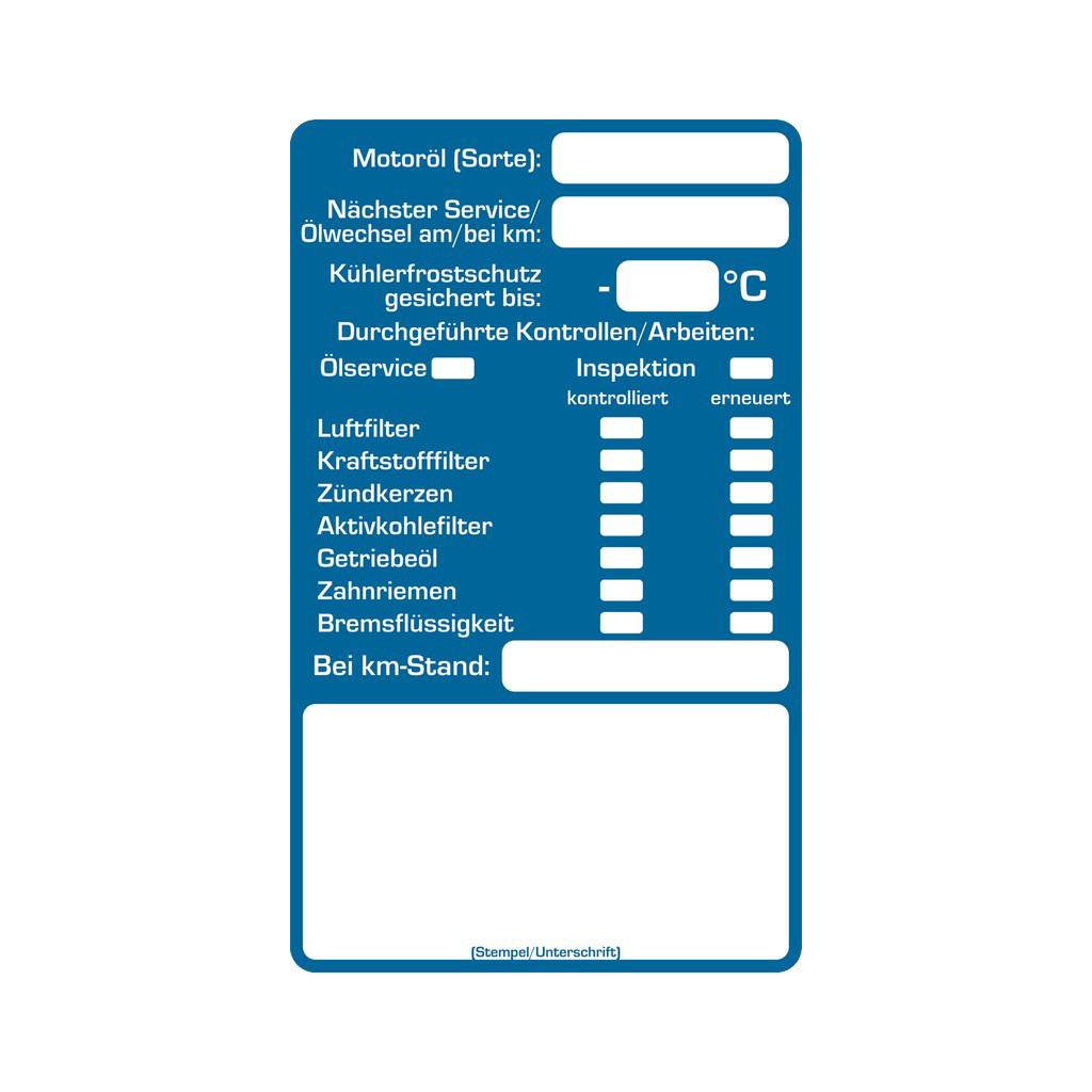 50-10-080-0-00-11-002-aufkleber-01cab9 Kundendienst-Aufkleber - Service-Checkliste - aus PVC Folie - 60 x 100 mm