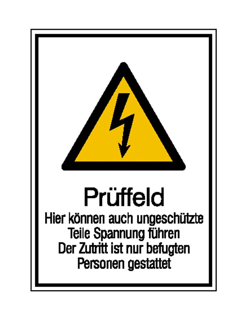 Warn-Kombischild - Prüffeld hier können auch ungeschützte Teile
