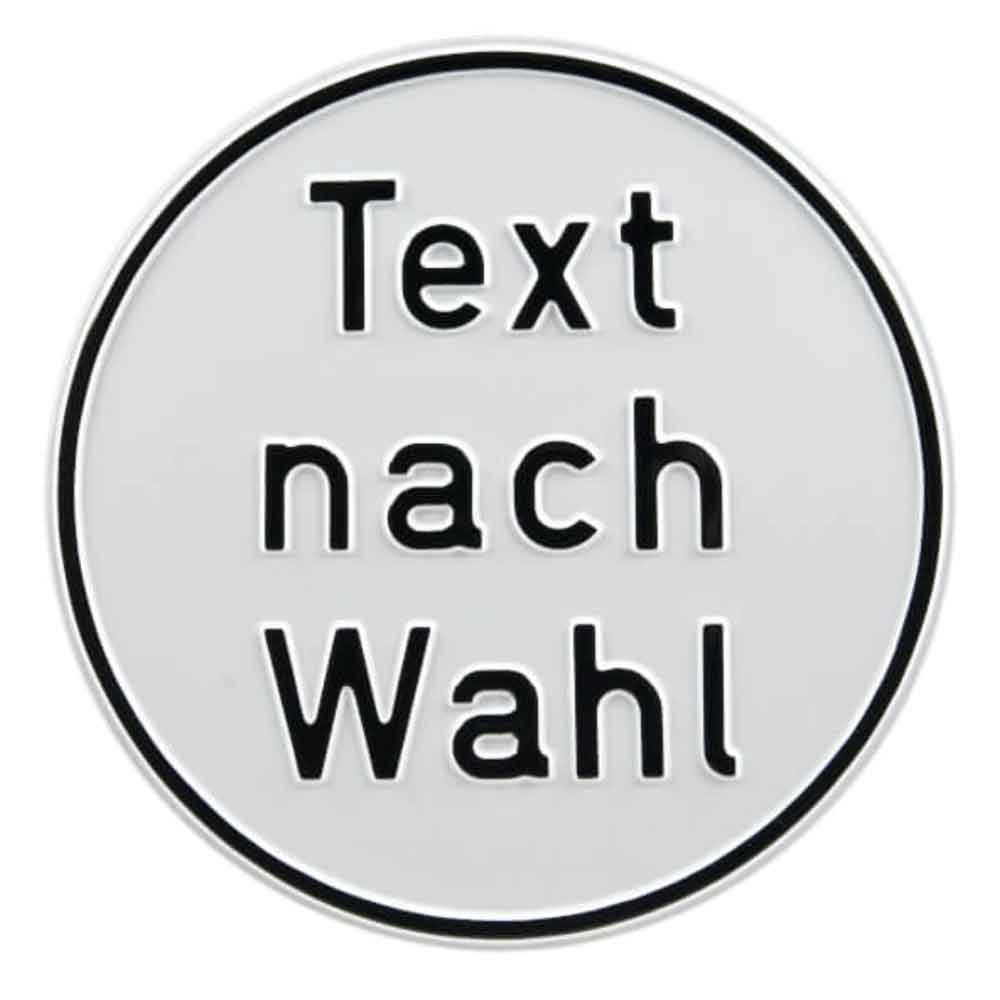 Individuell gefertigtes Aluminiumsschild - geprägt - rund - mit Wunschtext und Grundfarbe nach Wahl Individuell gefertigtes Aluminiumsschild - geprägt - rund - mit Wunschtext und Grundfarbe nach Wahl