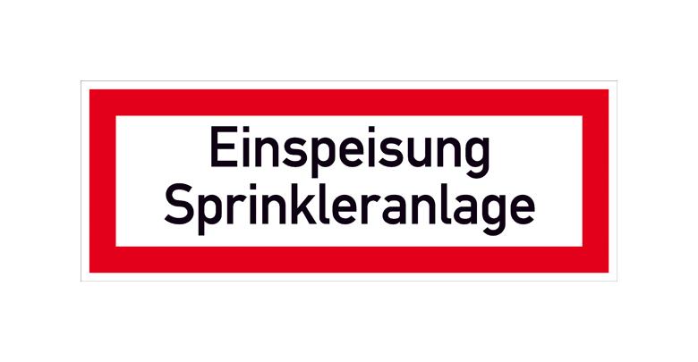 Hinweisschild für die Feuerwehr - Einspeisung Sprinkleranlage