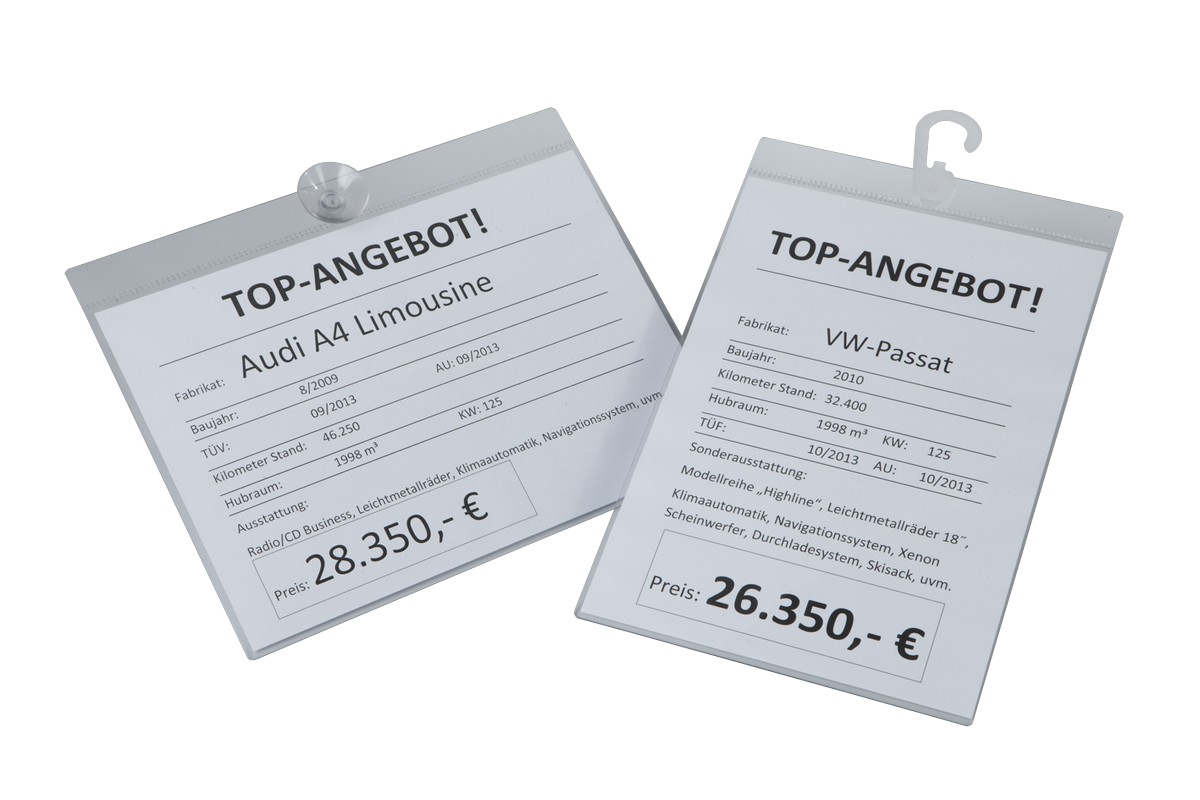 30.10.100.0.00_01_002_Preisblatthalter-92a296 Info-Preisblatthalter - DIN A4 Hochformat - Saugnapf