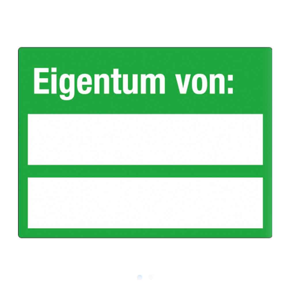 Inventar-Etikett - Eigentum von - VOID-Folie auf Bogen - mit 2 Beschriftungsfeldern