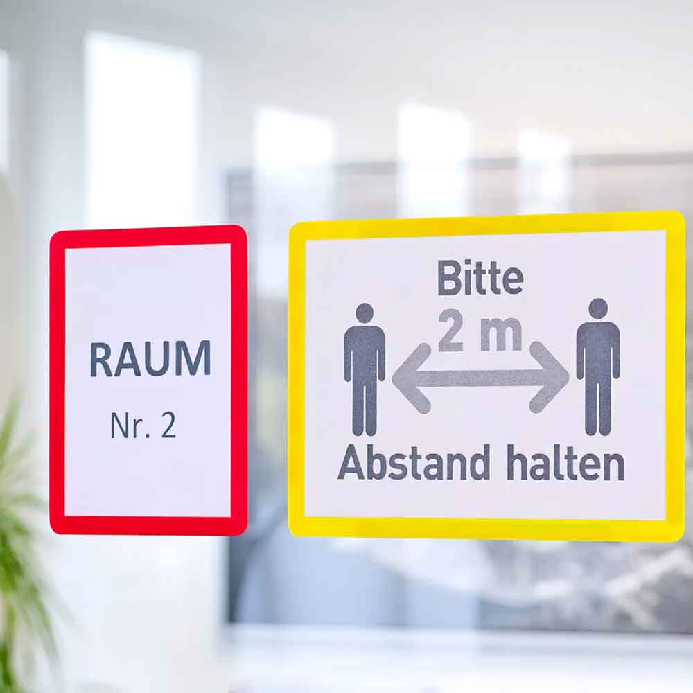 Universal-Informationsrahmen in 2 Größen und 7 Farben - wiederablösbar und wiedernutzbar