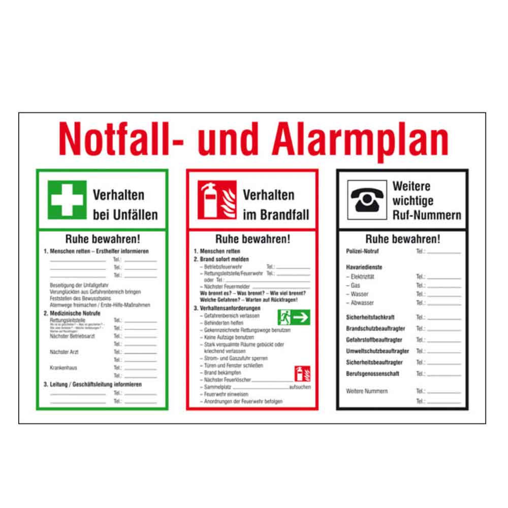 Aushang - Notfall- und Alarmplan Aushang - Notfall- und Alarmplan