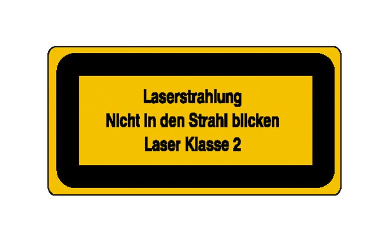 Warn-Zusatzschild - Laserkennzeichnung - Laserstrahlung Nicht in den ... - Laser Klasse 2