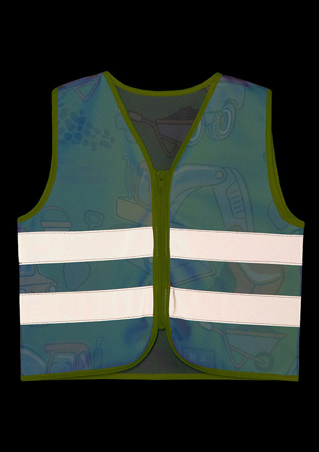 Korntex® Kinder Warnweste Action „Working Heroes“ - CO2 Neutral - Blau/Traktor - XS