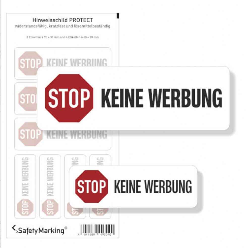 Hinweisschild - Haus und Grund - Text: Stop Keine Werbung