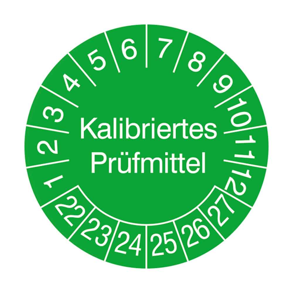 Prüfplakette auf Bogen - Kalibriertes Prüfmittel