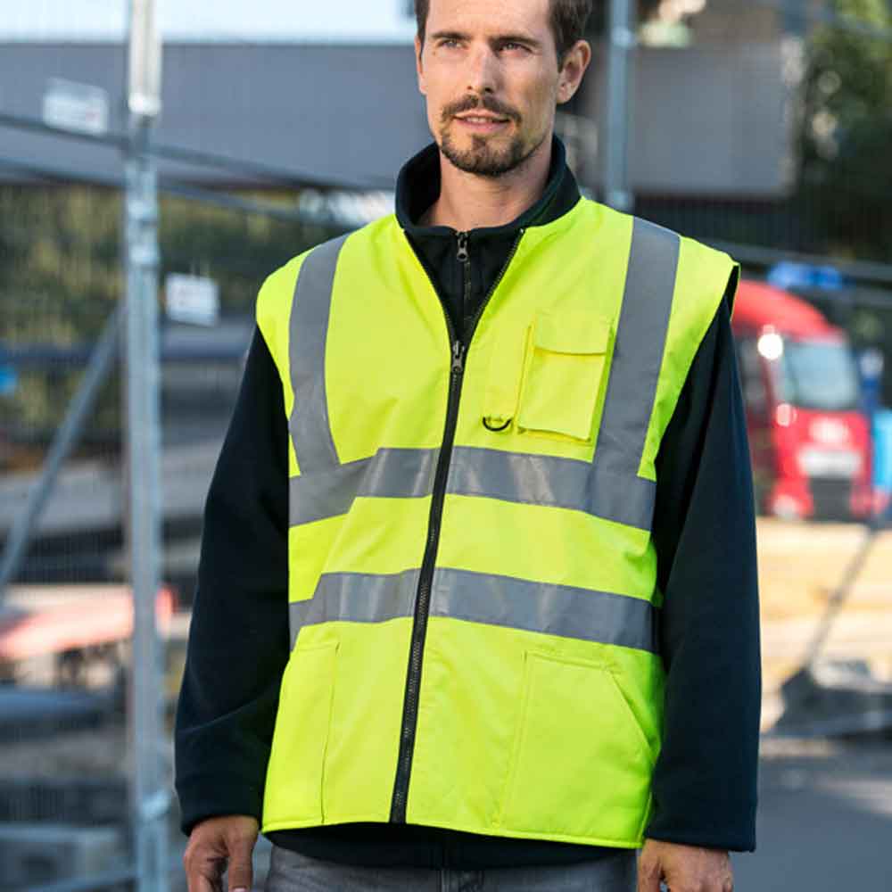 Hi-Vis Reversible Bodywarmer Ural - 6 Größen - Gelb oder Orange - mit Werbeanbringung