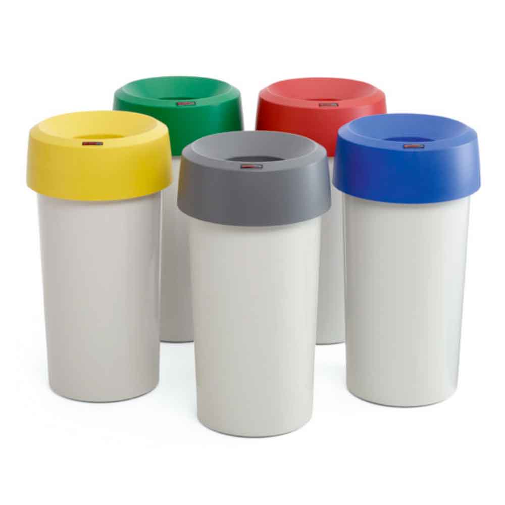 Abfallbehälter rund mit Trichterdeckel - in 5 Farben