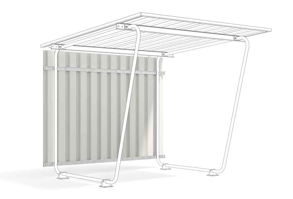Materialüberdachung Siegen S16 - Rückwand - RAL 9002 Grauweiss Materialüberdachung Siegen S16 - Rückwand - RAL 9002 Grauweiss