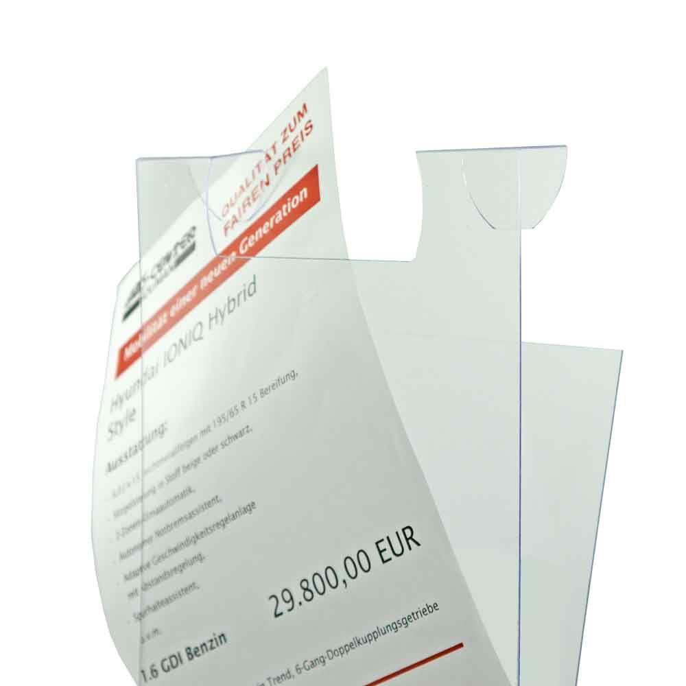 Preisblatt-Tasche - für Innenspiegel - DIN A4 hoch oder DIN A3 quer- Doppelhaken