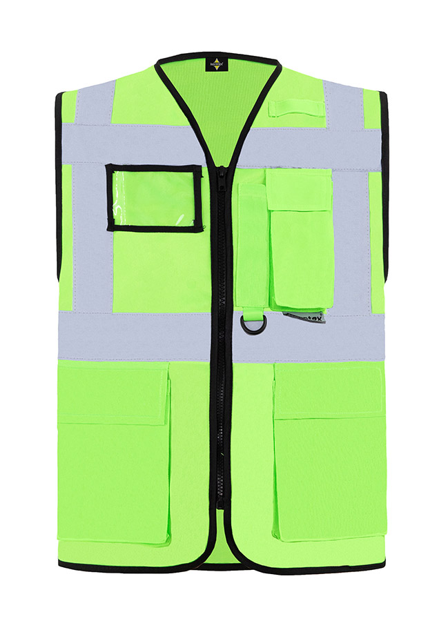Korntex® Warnweste „Berlin“ - Multifunktional mit Taschen - Waldgrün/Signal-Gelb - XXL
