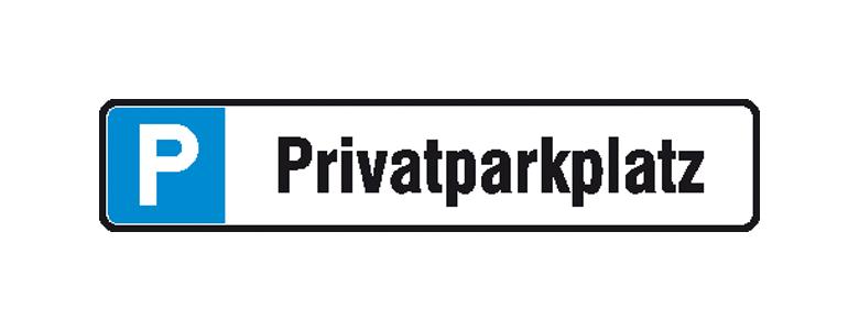 Parkplatzschild - Symbol: P - Text: Privatparkplatz