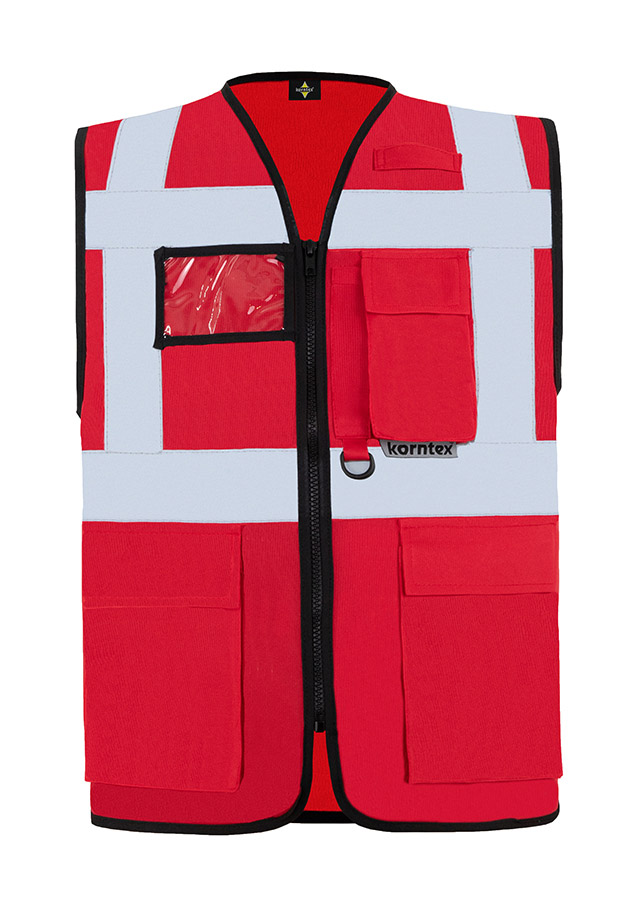 Korntex® Warnweste „Berlin“ - Multifunktional mit Taschen - Waldgrün/Signal-Gelb - XXL