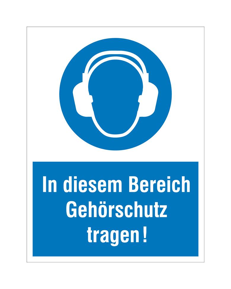 Gebots-Kombischild - In diesem Bereich Gehörschutz tragen!