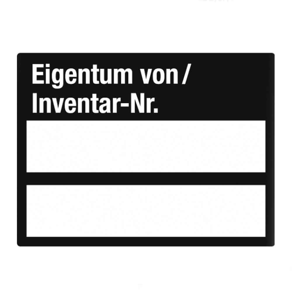 Inventar-Etikett - Eigentum von/Inventar-Nr. - VOID-Folie auf Bogen - mit 2 Beschriftungsfeldern