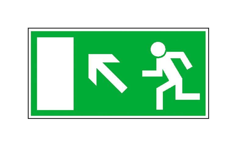 Fluchtwegschild - Rettungsweg links aufwärts