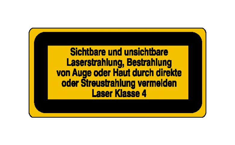 Warn-Zusatzschild - Laserkennzeichnung - Sichtbare und unsichtbare Laserstrahlung ... Laser Klasse 4