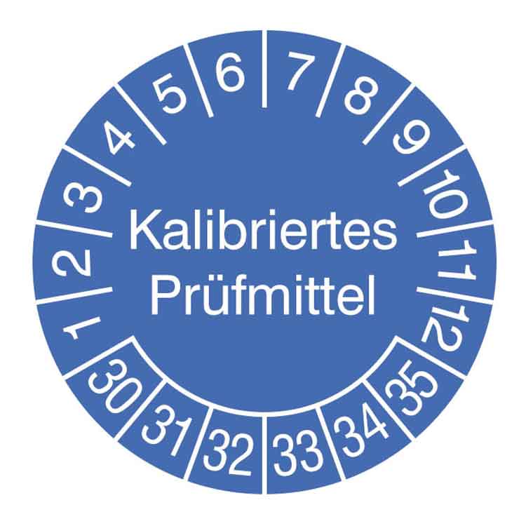 Prüfplakette Kalibriertes Prüfmittel - in Jahresfarbe - Dokumentenfolie