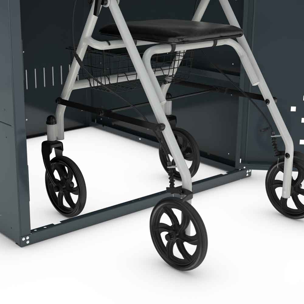 Rollatorbox B - Stahlblechkonstruktion mit Bogendach Rollatorbox B - Stahlblechkonstruktion mit Bogendach