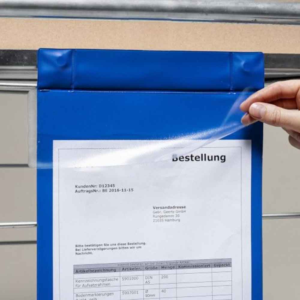 Neodym-Magnettaschen - plus 1 Magnetstreifen - Regenschutzklappe - DIN A4 quer - 4 Farben