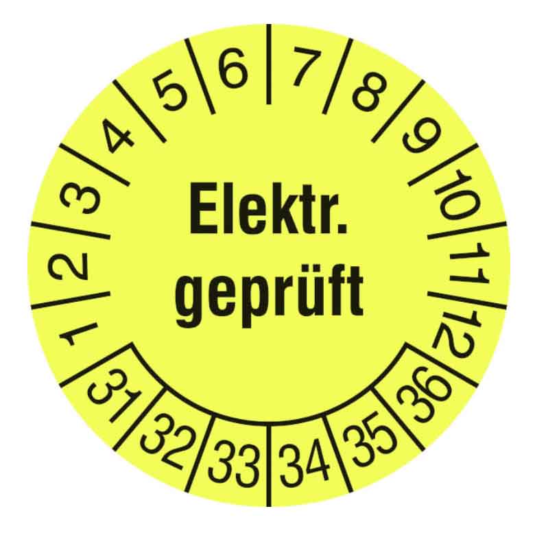 Prüfplakette Elektrisch geprüft - Leuchtgelb oder Leuchtgrün