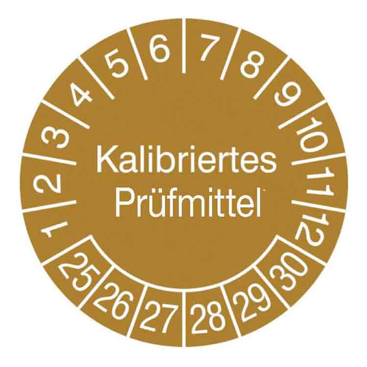 Prüfplakette Kalibriertes Prüfmittel - in Jahresfarbe - Dokumentenfolie