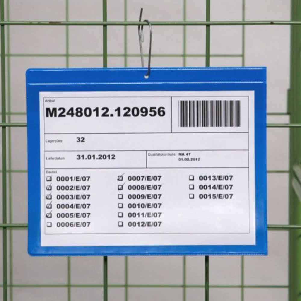 Kennzeichnungstaschen mit Aufhänge-Lochung - DIN A5 quer - Längsseite offen