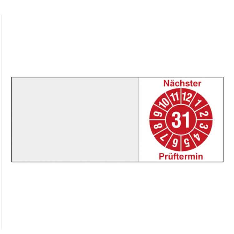 Kabelprüfplakette - Nächster Prüftermin - mit 2-stelliger Jahreszahl in Jahresfarbe