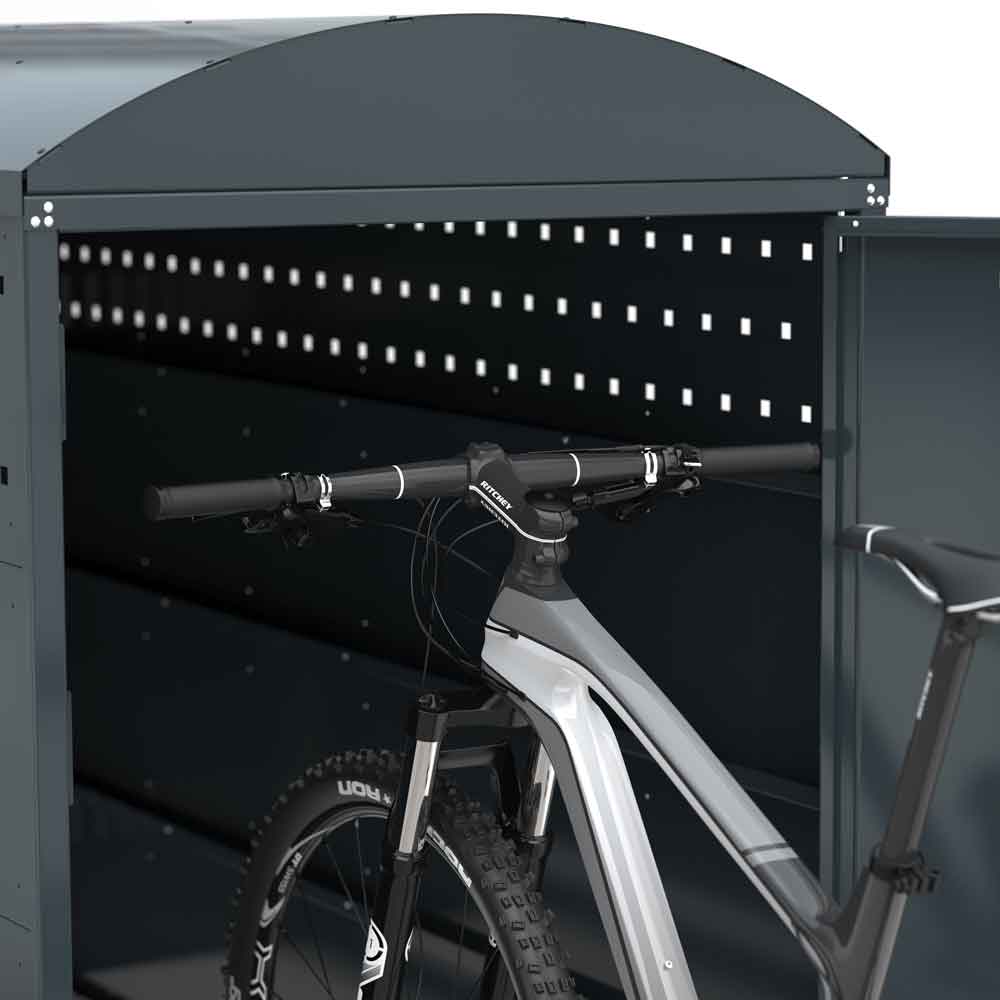 Fahrradgarage BikeBox 1 B - Stahlblechkonstruktion mit Bogendach - RAL Farbe nach Wahl Fahrradgarage BikeBox 1 B - Stahlblechkonstruktion mit Bogendach - RAL Farbe nach Wahl