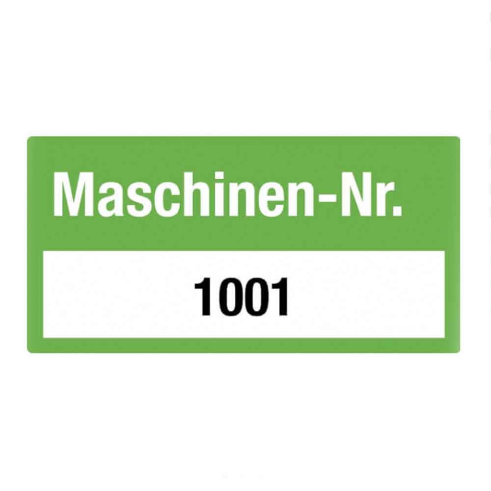 Inventar-Etikett - Maschinen-Nr. - fortlaufend nummeriert 1001-2000 - VOID-Folie auf Rolle