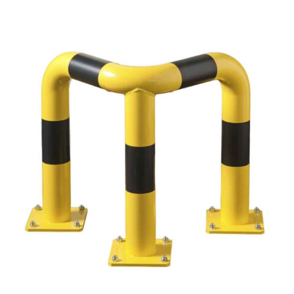 Rammschutz-Bügel in Eckform und Längsform - mit Bodenplatte zum Aufdübeln Rammschutz-Bügel in Eckform und Längsform - mit Bodenplatte zum Aufdübeln