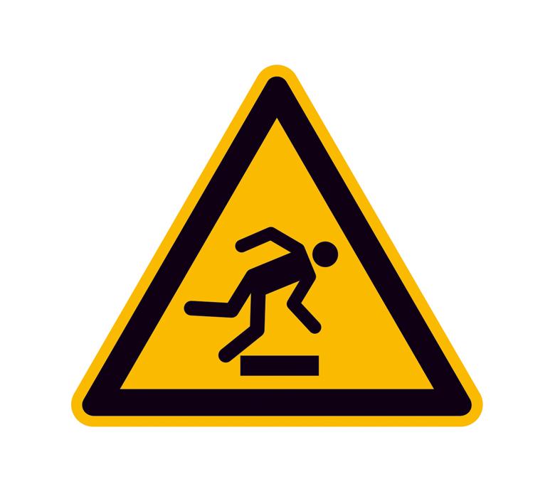 Warnschild - Warnung vor Hindernissen am Boden