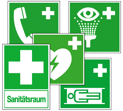 Erste Hilfe Zeichen nach BGV A8