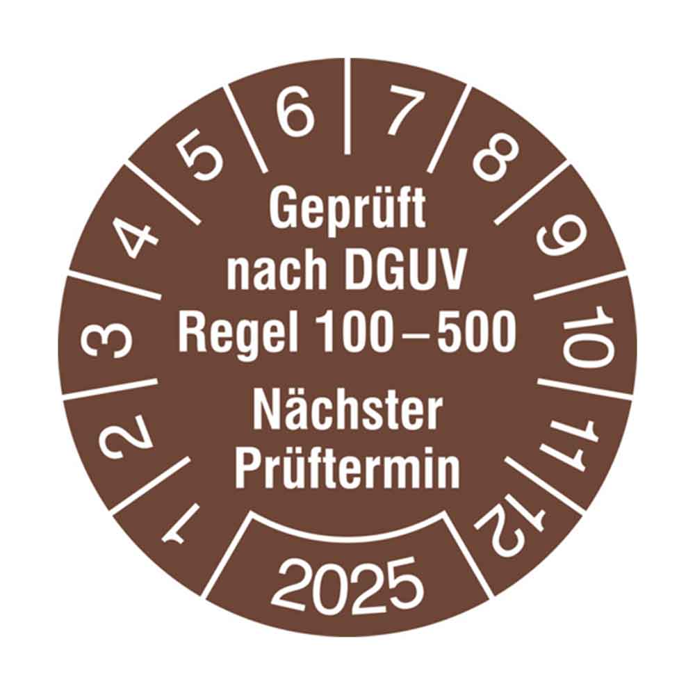 38-18-506-0-00-20-056-geprueft-nach-dguv-regel-100-500-2025-bb87d0 Prüfplakette auf Bogen - Geprüft nach DGUV Regel 100-500 - Nächster Prüftermin