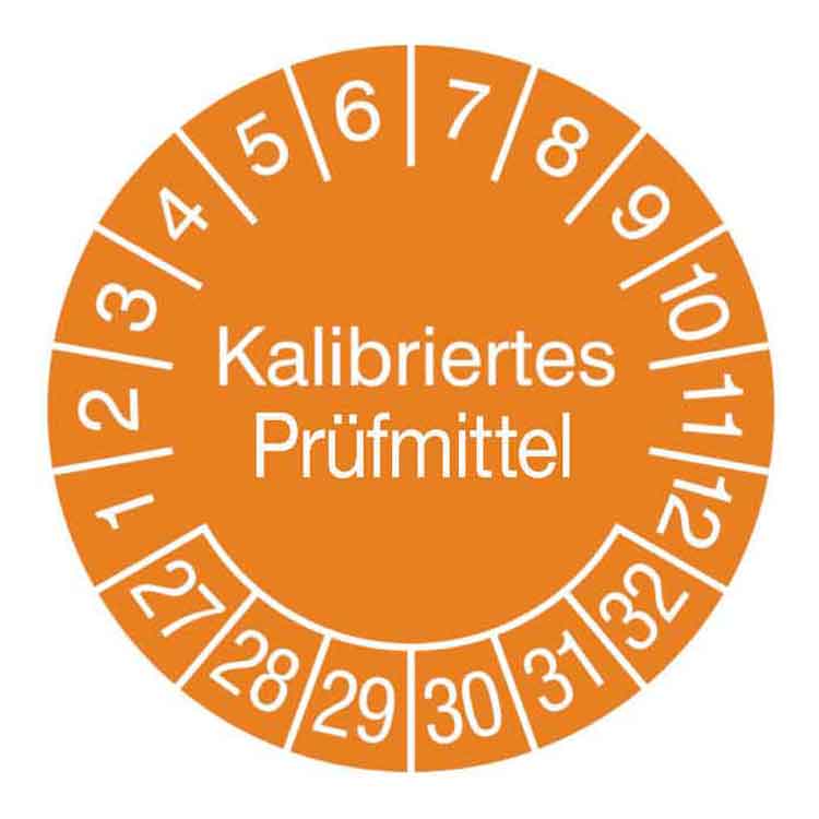 Prüfplakette Kalibriertes Prüfmittel - in Jahresfarbe - Dokumentenfolie