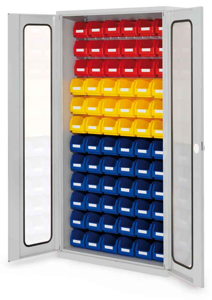 1353-07-1013-03-090-rasterplan-schlitzplattenschrank-modell-56-110bed RasterPlan® - Schlitzplattenschrank Modell 56 - bestückt mit Lagersichtkästen - Türen wählbar