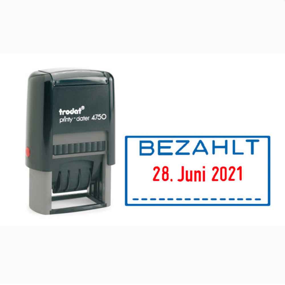 Trodat Printy 4750 - Datumstempel - 3 Standardtexte - 2-farbiges Kissen